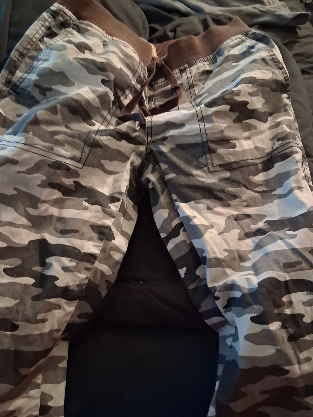 Kids Camo Drawstring Jogger Pants - Gray